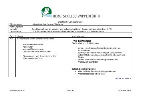 finden Sie die didaktischen Jahrespläne dieses Bildungsganges