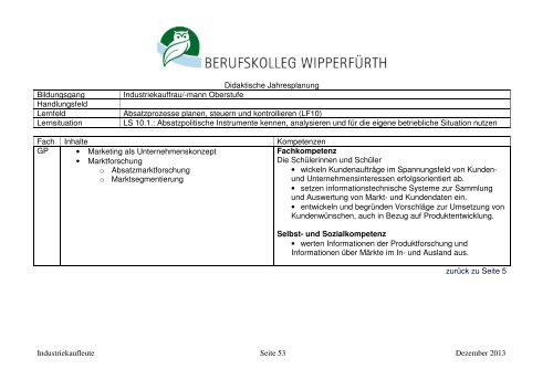 finden Sie die didaktischen Jahrespläne dieses Bildungsganges