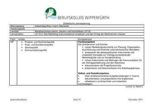 finden Sie die didaktischen Jahrespläne dieses Bildungsganges