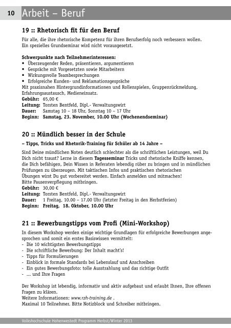 Download aktuelles VHS-Programm - Gemeinde Hohenwestedt