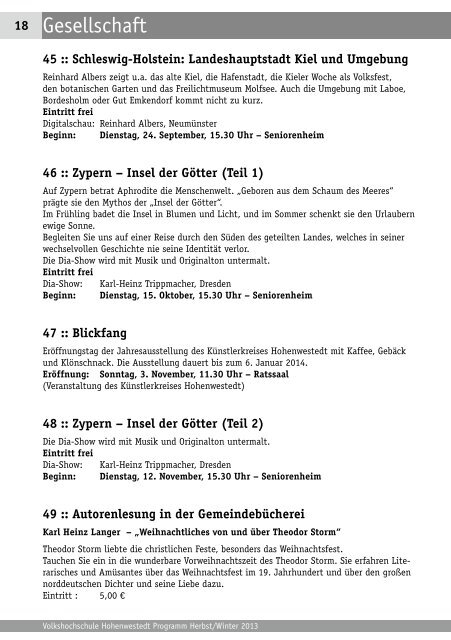 Download aktuelles VHS-Programm - Gemeinde Hohenwestedt