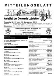 Mitteilungsblatt Nr. 37 vom 13.09.2013 - Gemeinde Lottstetten