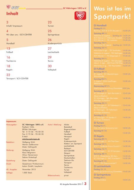 40. Ausgabe November 2013 - Sport Club Vöhringen 1893 e. V.