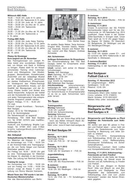 Stadtjournal Ausgabe 46/2013 - Stadt Bad Saulgau