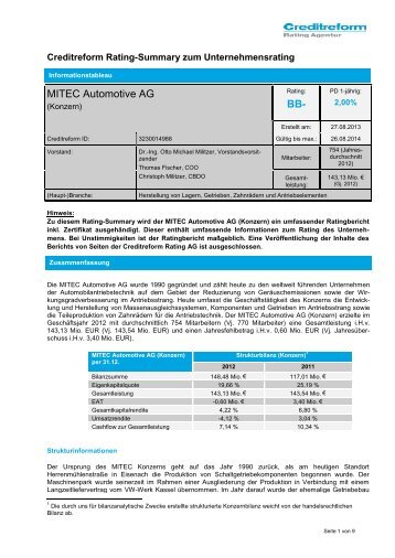 Rating Zusammenfassung 27.08.2013 - Börse Stuttgart