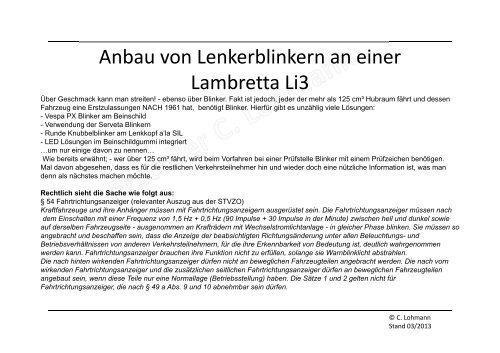 Anbau von Lenkerblinkern (PDF) - Lambretta Club Deutschland e.V.