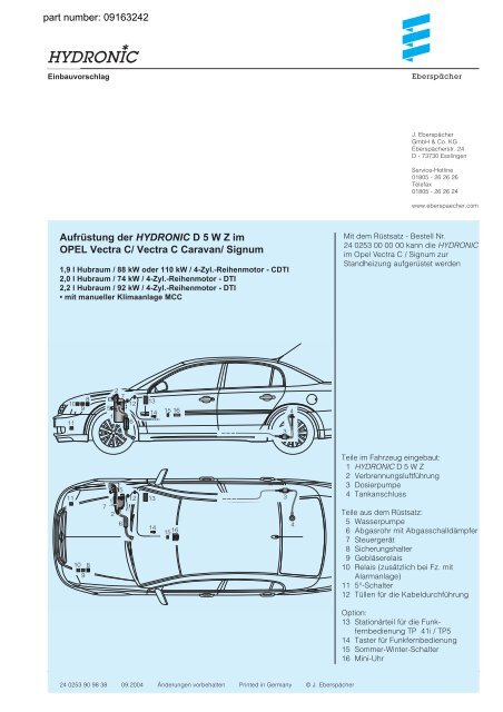 Hydronic B 5 W S In Opel Vectra C, Vauxhall Vectra C Wiring Diagram Pdf
