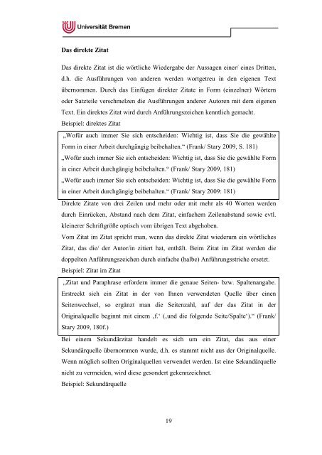 Handreichung zum Wissenschaftlichen Arbeiten - Fachbereich 11 ...