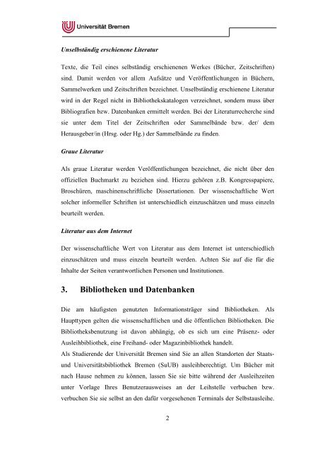 Handreichung zum Wissenschaftlichen Arbeiten - Fachbereich 11 ...