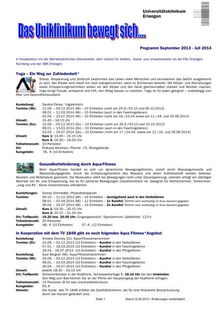 Präventionsprogramm und Anmeldung September 2013 ... - Akademie