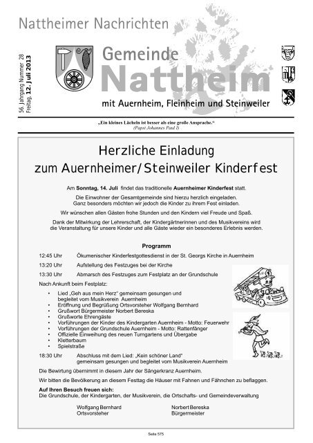 Herzliche Einladung zum Auernheimer/Steinweiler Kinderfest
