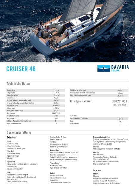 bavaria cruiser 46 – pl 01-2014 - Allert Marin GmbH