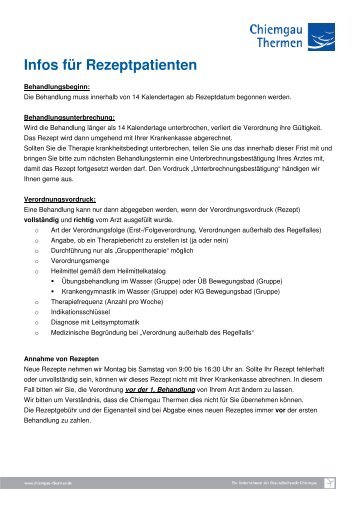 Infos für Rezeptpatienten - Chiemgau Thermen