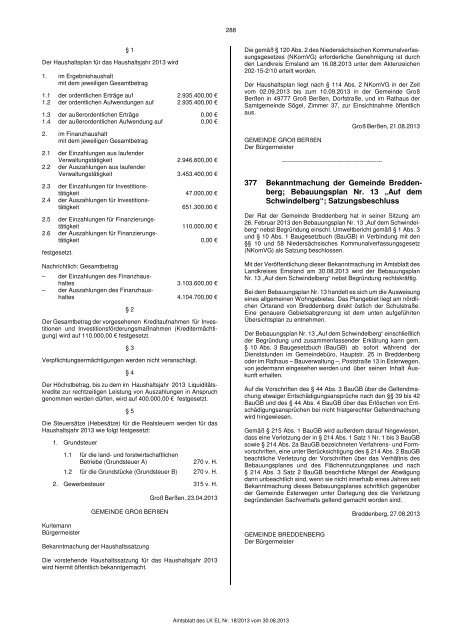 Nr. 18 - ausgegeben am 30.08.2013 - Landkreis Emsland