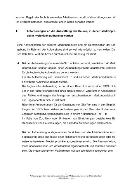 Anforderung an die hygienische Aufbereitung von Medizinprodukten ...