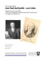 Jean Paul und Goethe – zwei Leben - Goethehaus Frankfurt