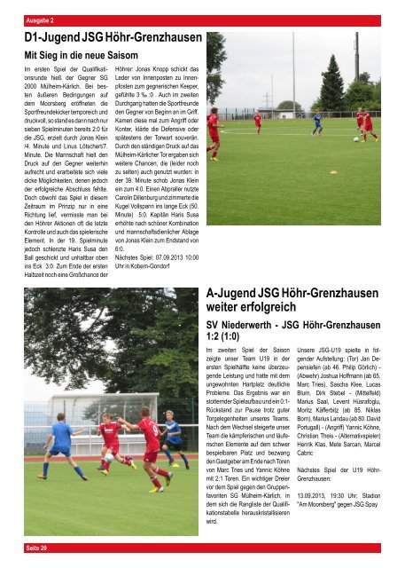 SF H ¨ohr-Grenzhausen - SG Argenthal G¨aste - Heimspiel-Zeitung