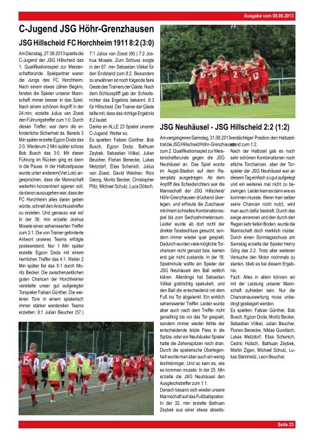 SF H ¨ohr-Grenzhausen - SG Argenthal G¨aste - Heimspiel-Zeitung