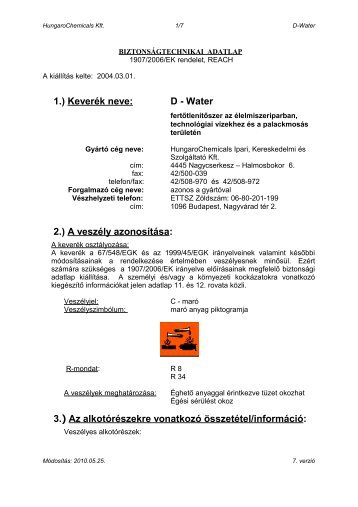 D - Water - Hungaro Chemicals Kft.