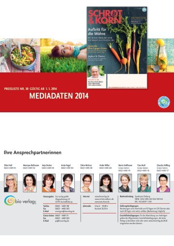 Schrot&Korn Mediadaten 2014 - Bio Verlag GmbH