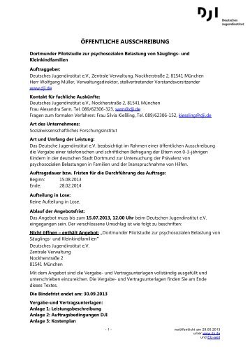 ÖFFENTLICHE AUSSCHREIBUNG - Deutsches Jugendinstitut e.V.