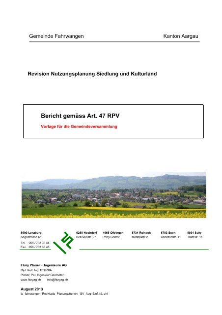 Bericht gemäss Art. 47 RPV - Fahrwangen