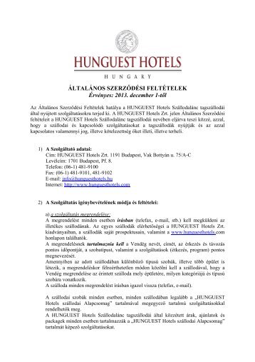 ÁLTALÁNOS SZERZŐDÉSI FELTÉTELEK ... - Hunguest Hotels