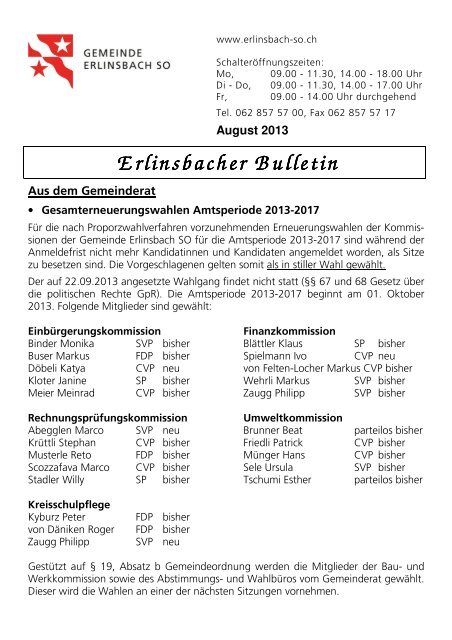 Bulletin-August2013 [PDF, 107 KB] - Erlinsbach SO