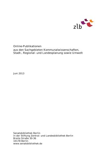 Online-Publikationen aus den Sachgebieten - Zentral- und ...