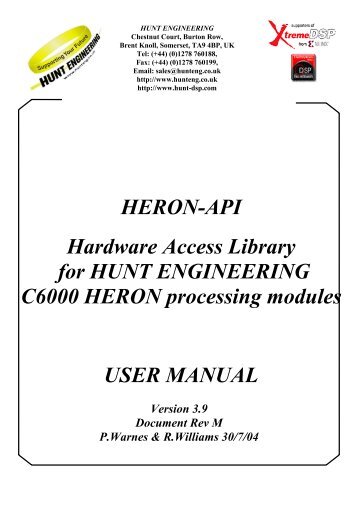 Heron-API User Manual - Hunt Engineering