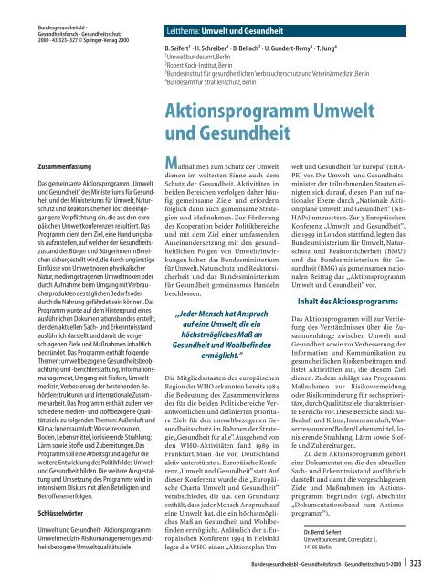 Aktionsprogramm Umwelt und Gesundheit - RKI