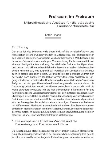 Freiraum im Freiraum. Mikroklimatische Ansätze fur die ... - TU Wien