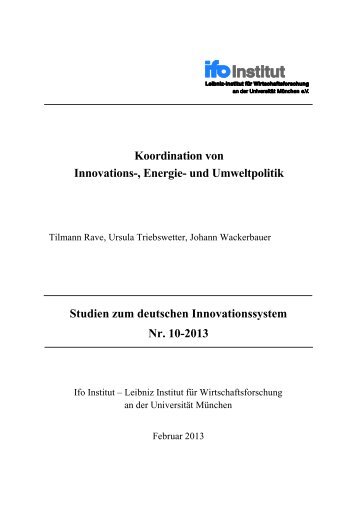 Koordination von Innovations-, Energie- und Umweltpolitik Studien ...