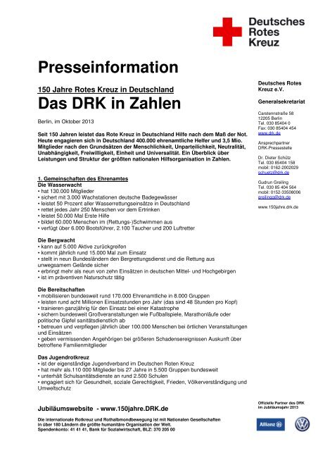 Presseinformation Das DRK in Zahlen