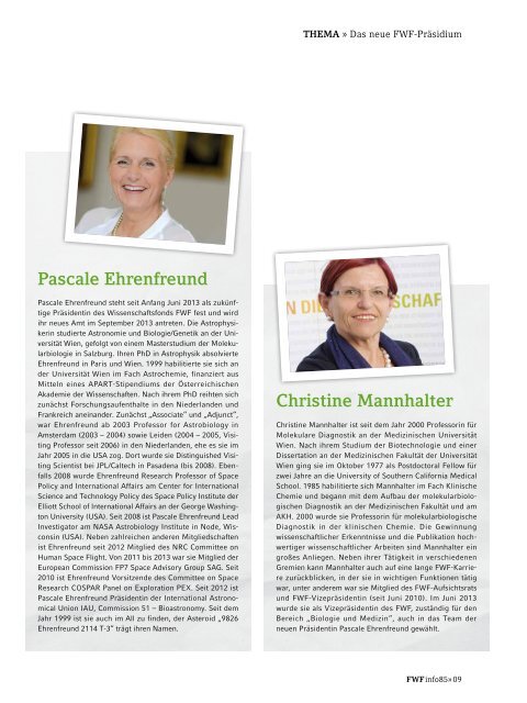 Pascale Ehrenfreund neue FWF-Präsidentin