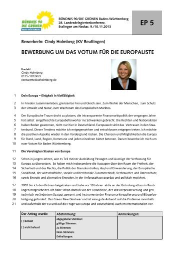 Cindy Holmberg - BÜNDNIS 90/DIE GRÜNEN Baden-Württemberg
