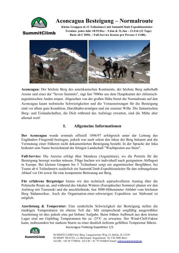 Detailprogramm zur Aconcagua Trekking - SummitClimb