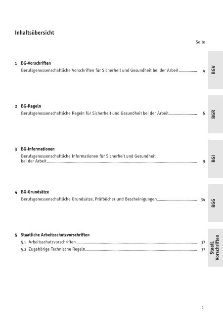 Das BGVR- und BGI-Verzeichnis - Übersicht im PDF