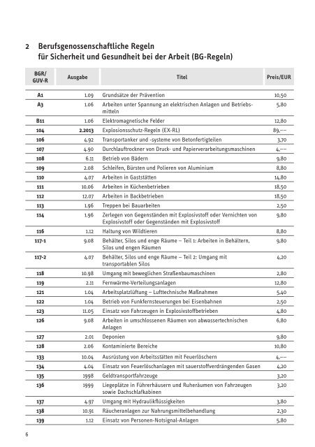 Das BGVR- und BGI-Verzeichnis - Übersicht im PDF