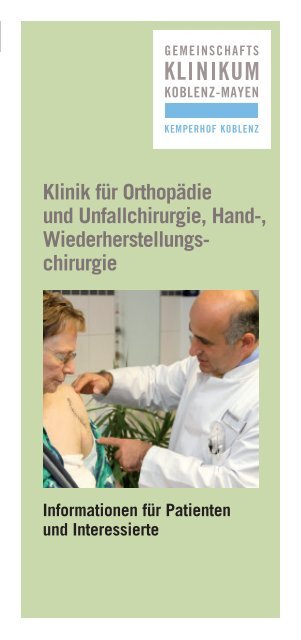 Orthopädie und Unfallchirurgie, Hand-, Wiederherstellungschirurgie