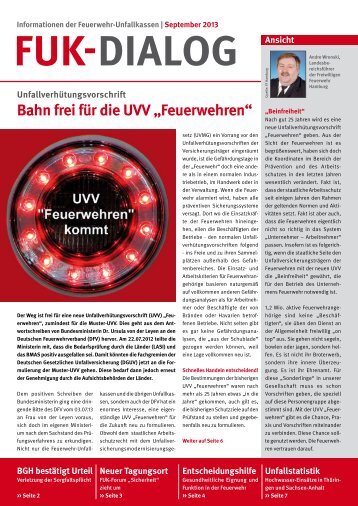 Bahn frei für die UVV „Feuerwehren“ - HFUK Nord