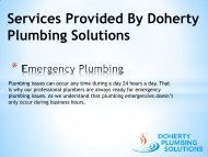 Services Provided By Doherty Plumbing Solutions