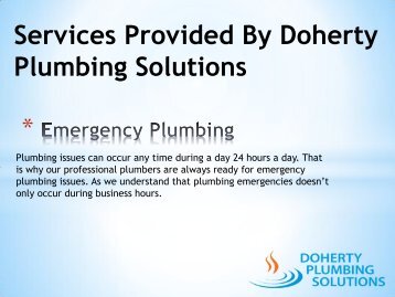 Services Provided By Doherty Plumbing Solutions