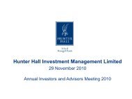 Annual Investors and Advisors Meeting 2010 - Hunter Hall ...