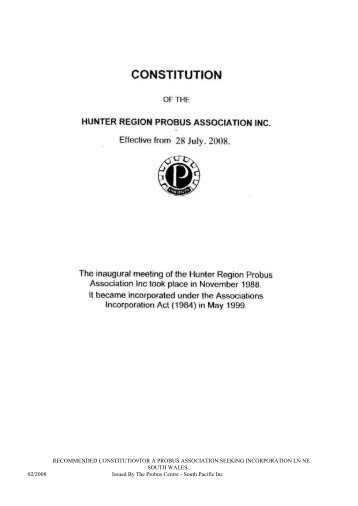 RECOMMENDED CONSTITUTIO9TOR A PROBUS ASSOCIATION ...