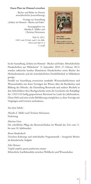 catalogue of new publications - Herzog August Bibliothek Wolfenbüttel