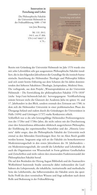 catalogue of new publications - Herzog August Bibliothek Wolfenbüttel