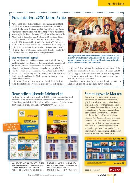 November | Dezember 2013 - Deutsche Post - Philatelie