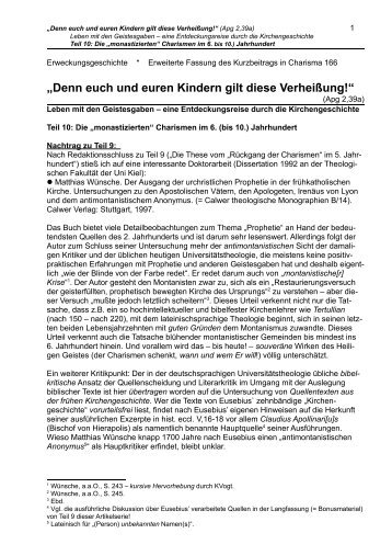 Denn euch und euren Kindern gilt diese Verheißung: Teil 10