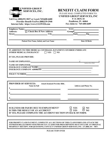 BENEFIT CLAIM FORM